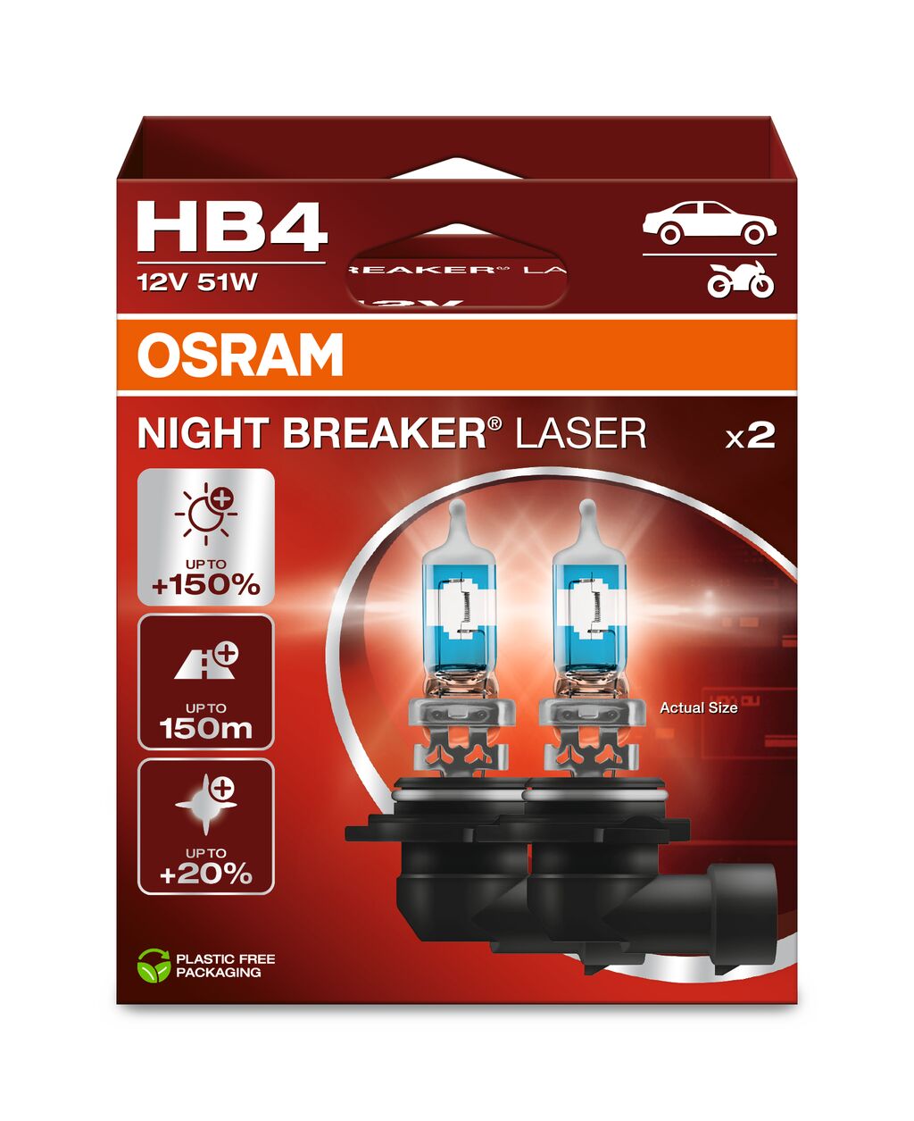 OSRAM 9006NL-2HB NIGHT BREAKER® LASER Glühlampe, Fernscheinwerfer